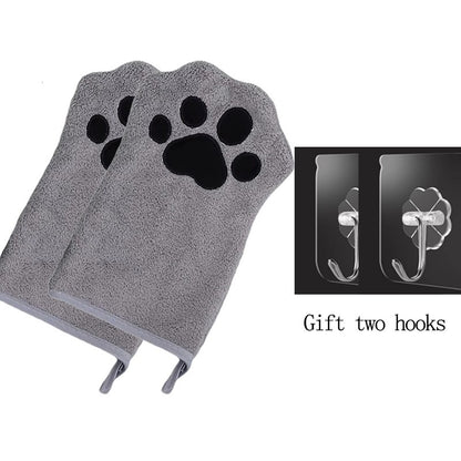 Luvas de Banho de Secagem Rápida para Cães Luvas de Higiene para Pets Multicores Macias com Estampa de Patinha para Cães e Gatos, Essenciais para Banho e Secagem