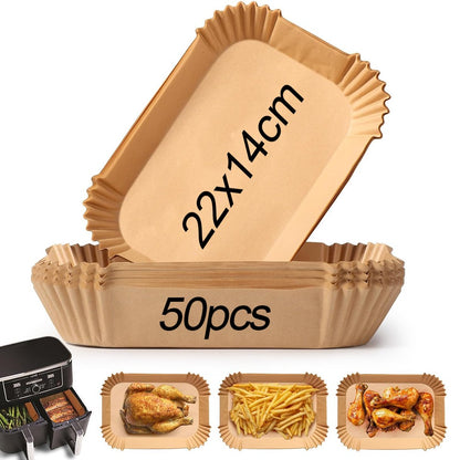 Papel para Fritadeira de Ar de Zona Dupla, 100un 22x14 cm, Papel Antiaderente Descartável para Fritadeira de Ar Cecotec/Masterpro/Ninja AF300EU/AF400EU