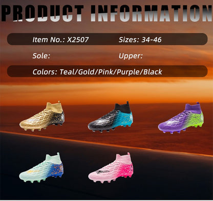 Men's High Top Soccer Shoes Long Spikes Football Shoes Professional Athletic Training Soccer Cleats Lightweight Football Cleat