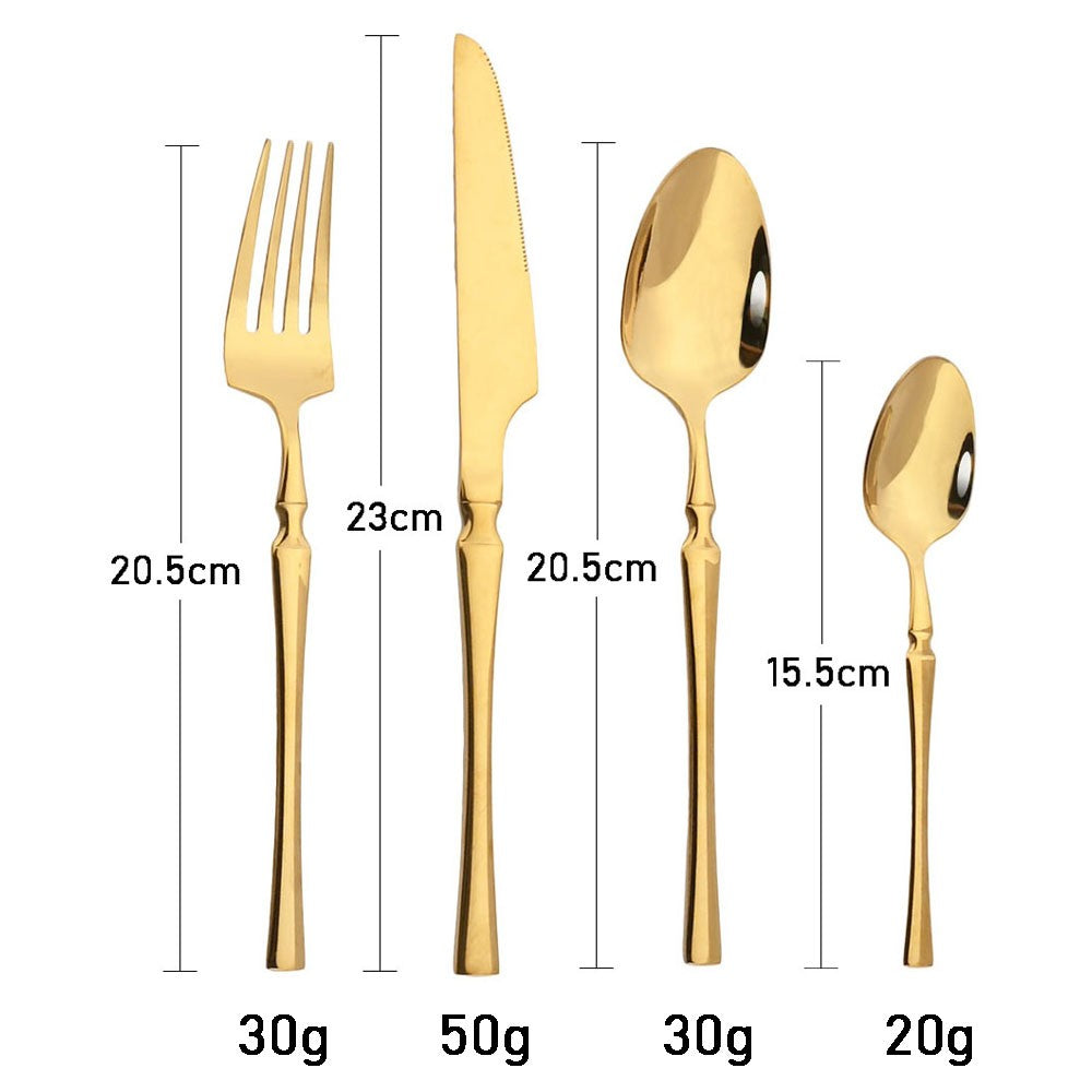 JANKNG 24 peças Conjunto de Talheres de Aço Inoxidável Louça Utensílios de Mesa Cozinha Alimentos Talheres Pretos Prata Brilhante Garfo Faca Colher
