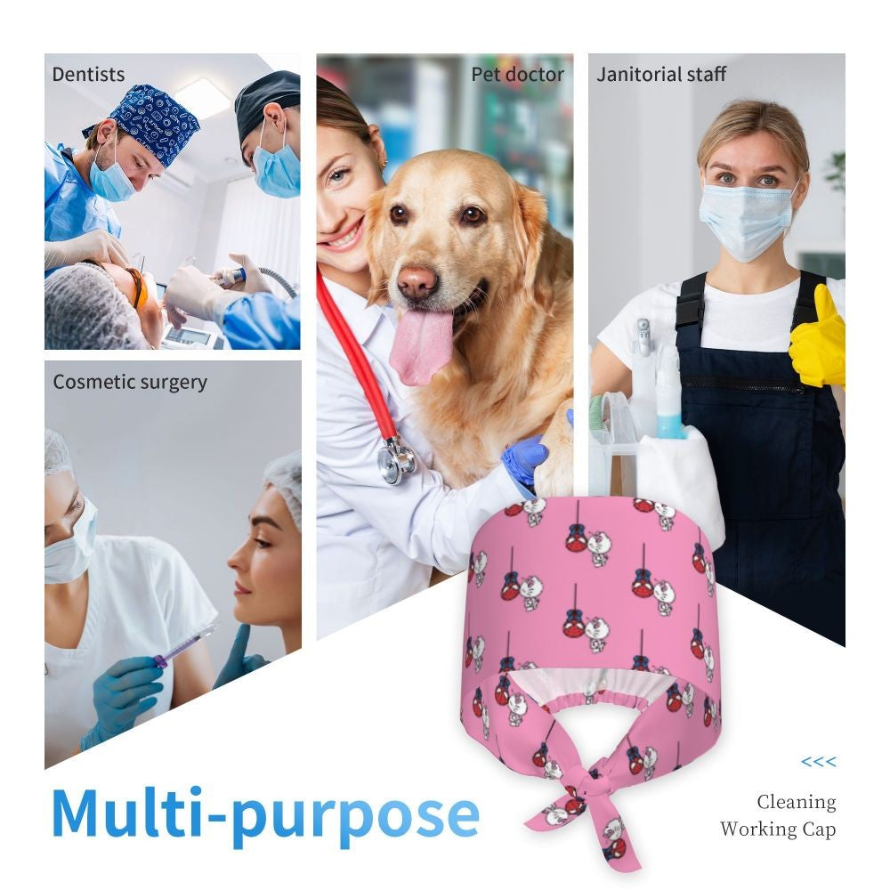 Custom Hello Kitty Medical Staff Scrubs Hat Women Men Cartoon Chara For Chef Hat Scrub Caps