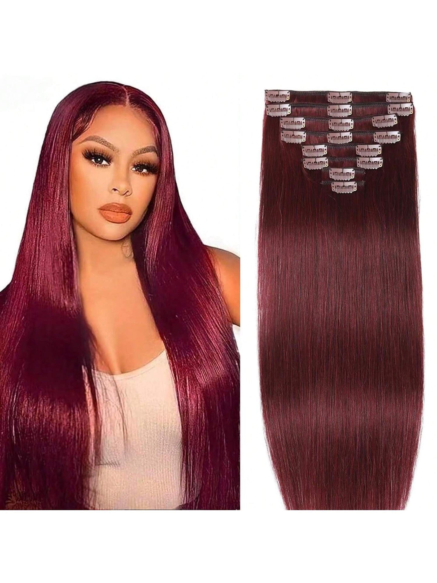 Aplique de Cabelo Humano Loiro com Grampo, Extensões de Cabelo com Grampo, 8 Peças, Trama Dupla, Pontas de Cabelo Humano #613