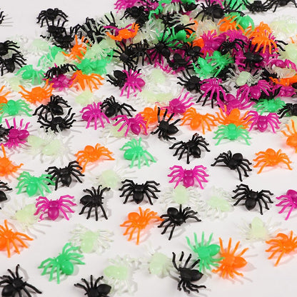 50Pcs Mini Spiders For Halloween Party Spider Web Decoration Halloween Haunted House Home Table Horror Props Kid Tricky Toy
