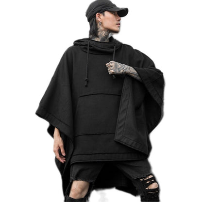 Men's Personality Cape Cape Long Bat Sleeve Coat Cape Hoodie Short Front Long Back