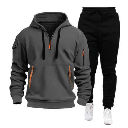 2025 Autumn and Winter Sports Sweater Set Men's Zipper Hoodie Set Sweater Pants Two-piece Set