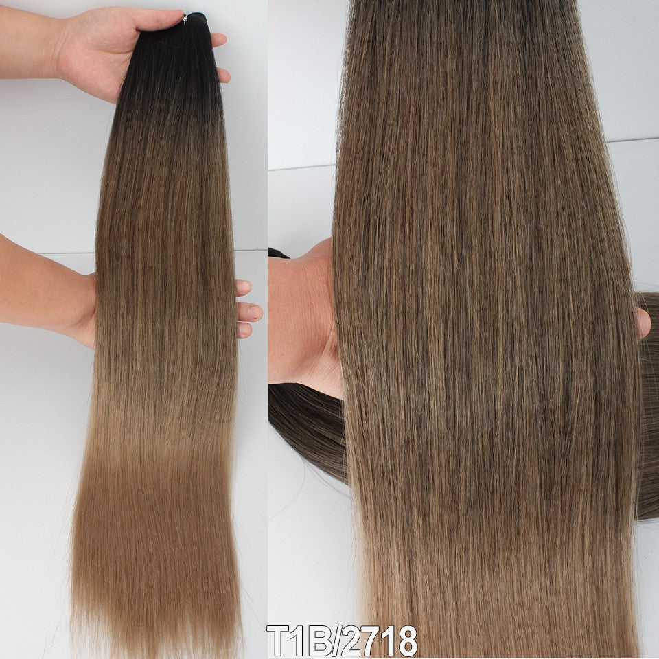 Cabelo Sintético Russo Liso de 65cm 200g, Extensões de Cabelo de Fibra com Bio Proteína Resistente ao Calor, Rabo de Cavalo para Cosplay