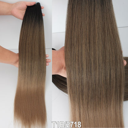 Cabelo Sintético Russo Liso de 65cm 200g, Extensões de Cabelo de Fibra com Bio Proteína Resistente ao Calor, Rabo de Cavalo para Cosplay