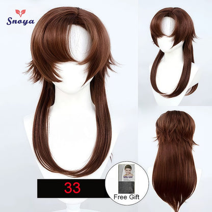Snoya Versatile Long Synthetic Wolf Tail Cosplay Wig Suitable for Cosplay Parties Halloween Gaming And Anime Red Purple Yellow