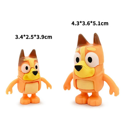 Bluey e Bingo Série Família Anime Modelo de Bonecos de Ação Desenhos Animados Mini Bonecos de PVC Enfeites Presente de Brinquedos de Decoração de Aniversário Infantil