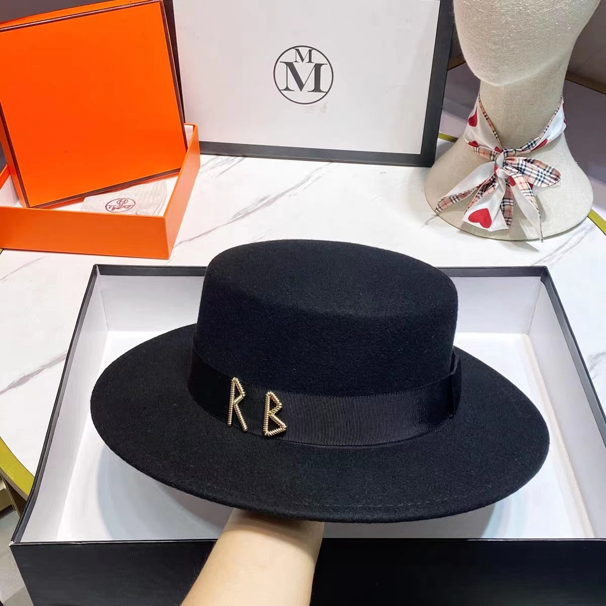 Fedora Chapéu de Copa Reta Chapéu de Outono/Inverno Chapéu RB Britânico Francês Chapéu de Copa Reta Chapéu Punk Jazz Chapéu de Aba Larga Gorras ??