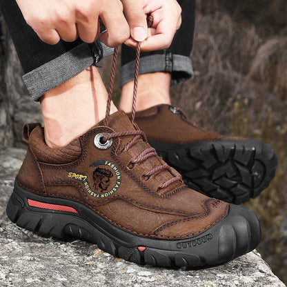 Sapatos Masculinos de Couro Genuíno para Camping, Caminhada, Tênis Esportivo Masculino, Sapatos Casuais de Viagem, Lazer, Caminhada, Escalada