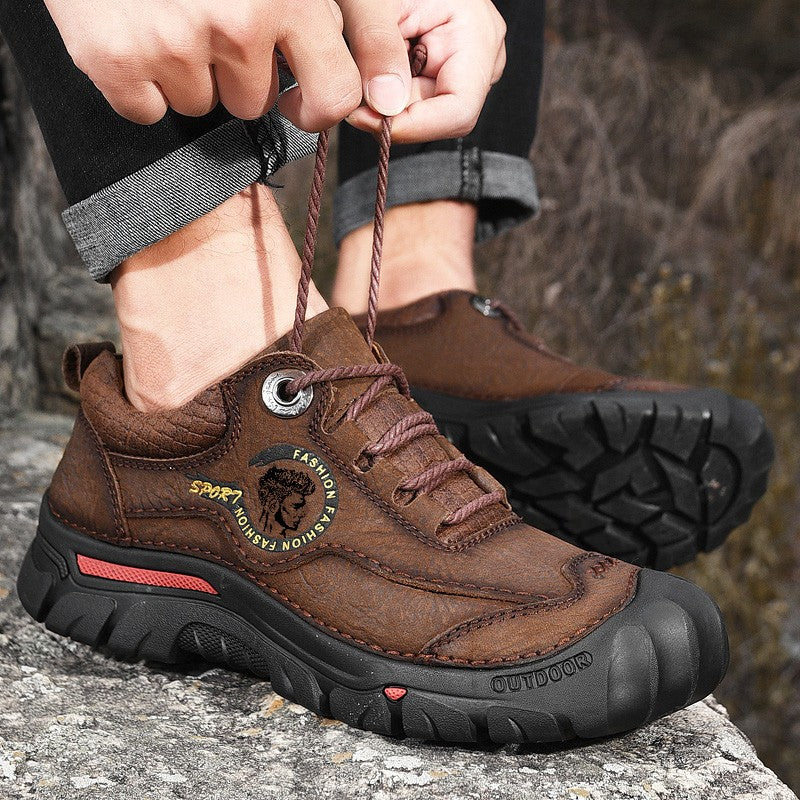 Sapatos Masculinos de Couro Genuíno para Camping, Caminhada, Tênis Esportivo Masculino, Sapatos Casuais de Viagem, Lazer, Caminhada, Escalada