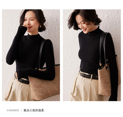 New women's sweater 100% pure cashmere high neck knitted pullover Korean version slim fit hot selling fashionable sweater