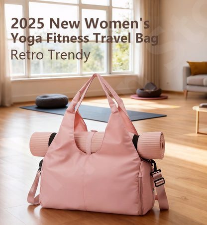 2025 New Women's Waterproof Yoga Mat Bag Fitness Pilates Portable Shoulder Bag with Shoe Compartment Dry and Wet Storage Bag
