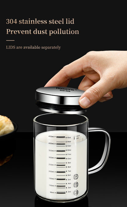 Y-244 Copo de Leite Caneca de Café Copo Medidor Graduado com Alça de Vidro Borossilicato Copos Medidores de Qualidade Alimentar Multifuncionais
