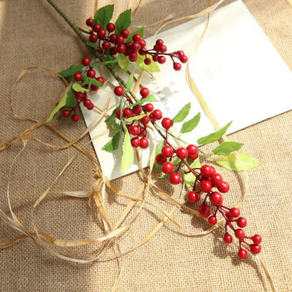 70CM Artificial Red Berries Branch Christmas Tree Ornaments Fake Holly Flowers Bouquet Foam Fruit Plant For Household DIY Decor