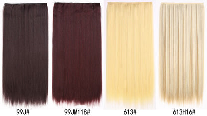 16 Presilhas em Apliques de Cabelo 60cm de Comprimento Liso Penteado Sintético Loiro Preto Perucas Resistente ao Calor Cabelo Falso 6Pçs/Conjunto