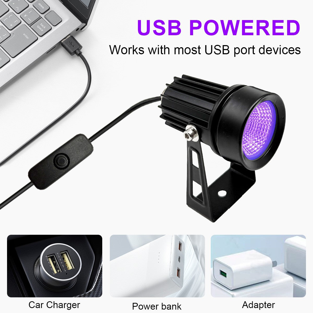 UV Purple Light Spot Light 5V USB Plug UV Projection Light With Clip Clamp Lamp LED Black Light for Glow Party Halloween