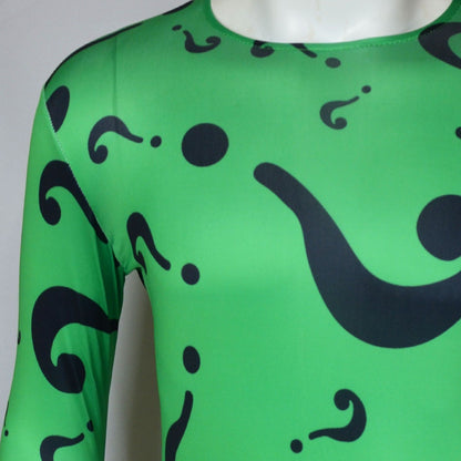 TV Riddler Cosplay Costume Fantasy Uniform Shirt Coat Pants Tie Mask Adult Men Outfits Halloween Carnival Party Disguise Suit