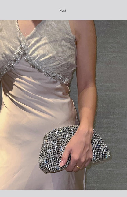 Luxury Glitter Cloud Bag Women's Handbag Crystal Shiny Rhinestones Diamond Evening Bag Wedding Party Clutch Purse Shoulder Bags