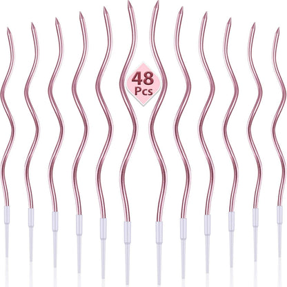 6/12/48pcs Birthday Candles Spiral Cake Candles  Long Thin Cake Candles For Wedding Party And Cake Decoration