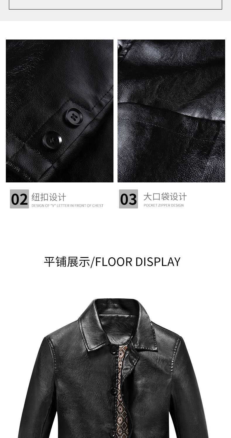 2025 Men's Soft PU Leather Jackets Business Office Coats Breathable Solid Male Faux Leather Jackets Warm Outerwear Plus Size 7XL