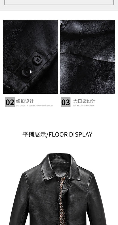 2025 Men's Soft PU Leather Jackets Business Office Coats Breathable Solid Male Faux Leather Jackets Warm Outerwear Plus Size 7XL