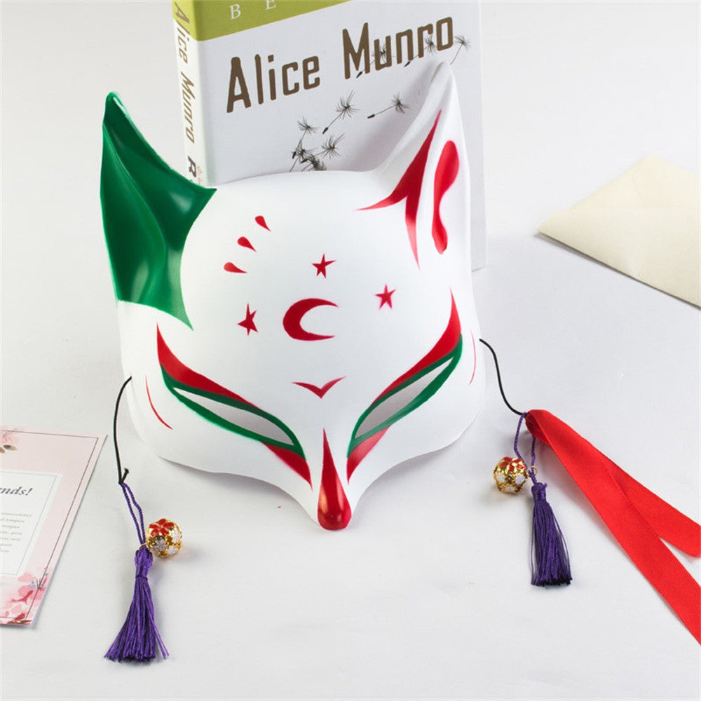 New Fashion Anime Fox Mask Hand-Painted Half Face Cat Mask With Tassels Bell Halloween Masquerade Party Festival Cosplay Gift