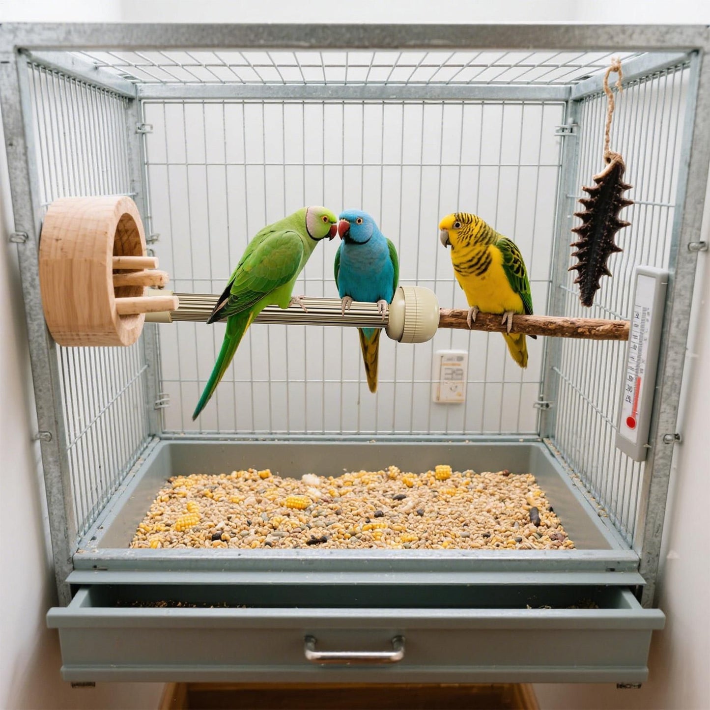 Poleiro de Pássaros Aquecido com Termostato Automático, Suporte Aquecedor Seguro com Design Anti-Mordida para Periquitos, Conures, Papagaios, Suprimentos para a Noite e Inverno