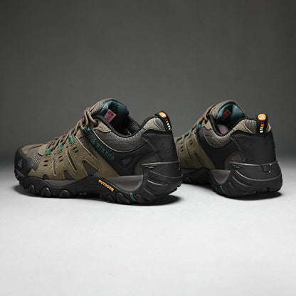 HIKEUP Tênis Masculino de Caminhada em Couro Camurça, Calçados Outdoor Resistentes ao Desgaste Masculinos para Trekking, Caminhada, Caça e Tênis Táticos