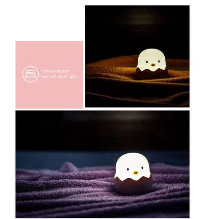 Duck Silicone Night Light for Children With Timer Usb Rechargeable Dimming Touch Lamp Sleeping Bedroom Cartoon Animal Decor Gift