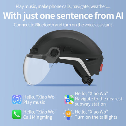 2025 Novo Capacete de Moto Inteligente com Câmera e Fone de Ouvido Bluetooth Meio Capacete Masculino Cascos Para Moto Quatro Estações DOT