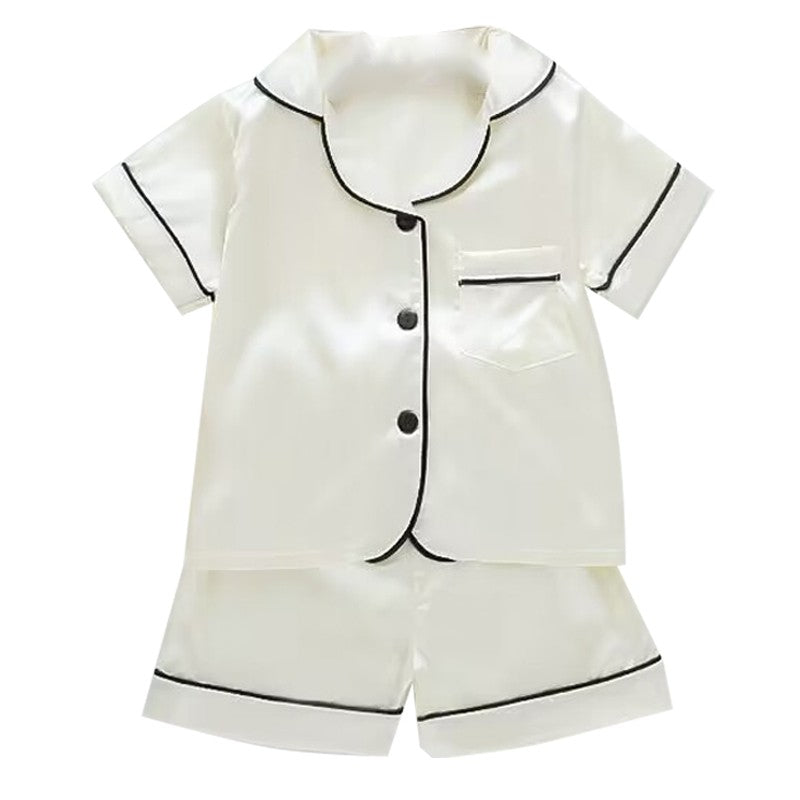 Boys Girls Ice silk satin Cartoon printing Tops Pants Set home Wear Children's pajamas set Baby suit Kids Clothes Toddler