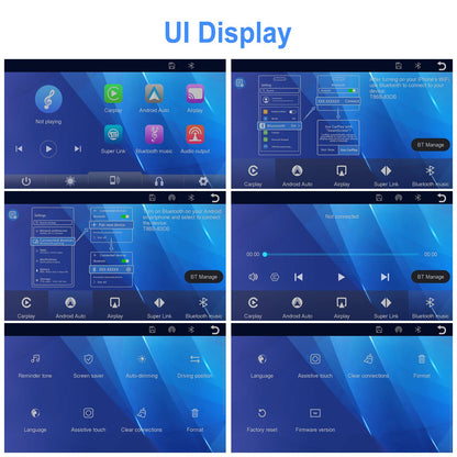 Player de Vídeo Multimídia de Rádio para Espelho de Carro Portátil de 9" Universal Sem Fio CarPlay Android Auto Tela Bluetooth AUX TF GPS DVR