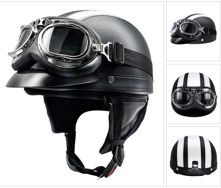 Capacete de motocicleta, equipamento de segurança para proteção de pilotagem de snowmobile masculino e feminino, capacete retrô elegante,