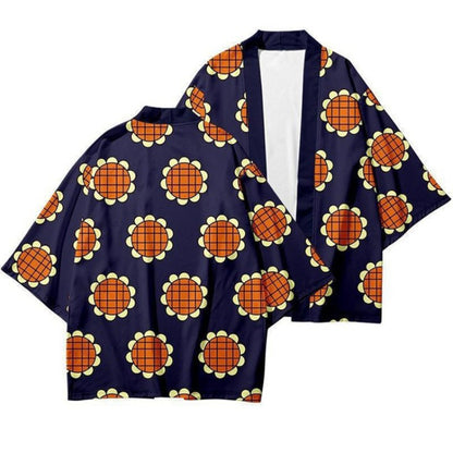 New Arrival Anime Luffy Cosplay Costume Summer Women Men Sunflower Printed Japanese Kimono Cardigan Monkey D Luffy Haori Cloak