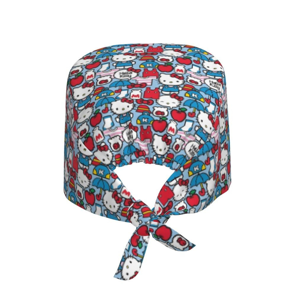 Custom Hello Kitty Medical Staff Scrubs Hat Women Men Cartoon Chara For Chef Hat Scrub Caps