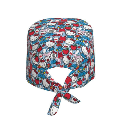 Custom Hello Kitty Medical Staff Scrubs Hat Women Men Cartoon Chara For Chef Hat Scrub Caps