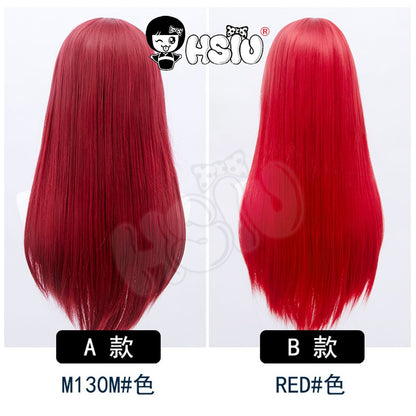 ?HSIU Brand?26 Colors 60cm Long Straight Hair Pink Gray  White purple Black pink Fiber synthetic wig + Free brand wig net