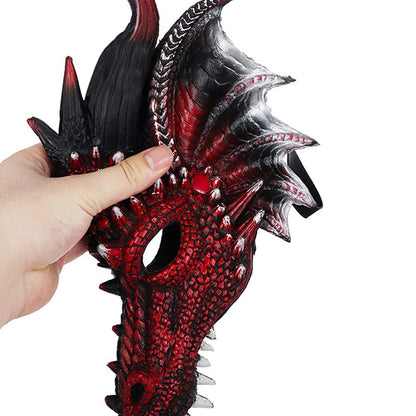 Black and Red Dragon Mask Halloween Cosplay Half Face Mask Masquerade Carnival Demon Adult Horror Carnival Party Props