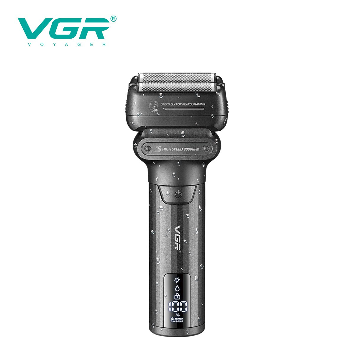 VGR Shaver Professional Beard Trimmer Waterproof Razor 9000 RPM Electric Shaving Machine Reciprocating LED Shaver for Men V-368
