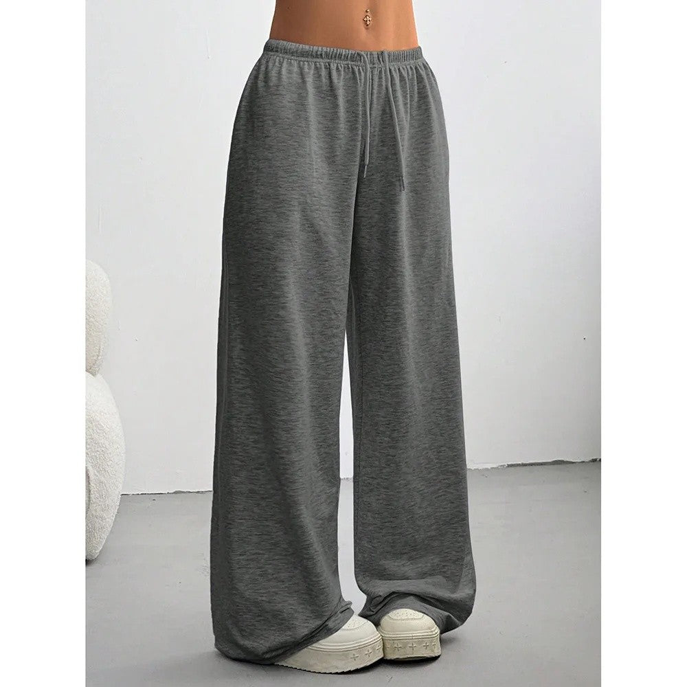 Fashionable Women's Loose Wide Leg Pants Elastic Waist Drawstring Casual Sports Slimming Long Trousers Cross-Border Independent