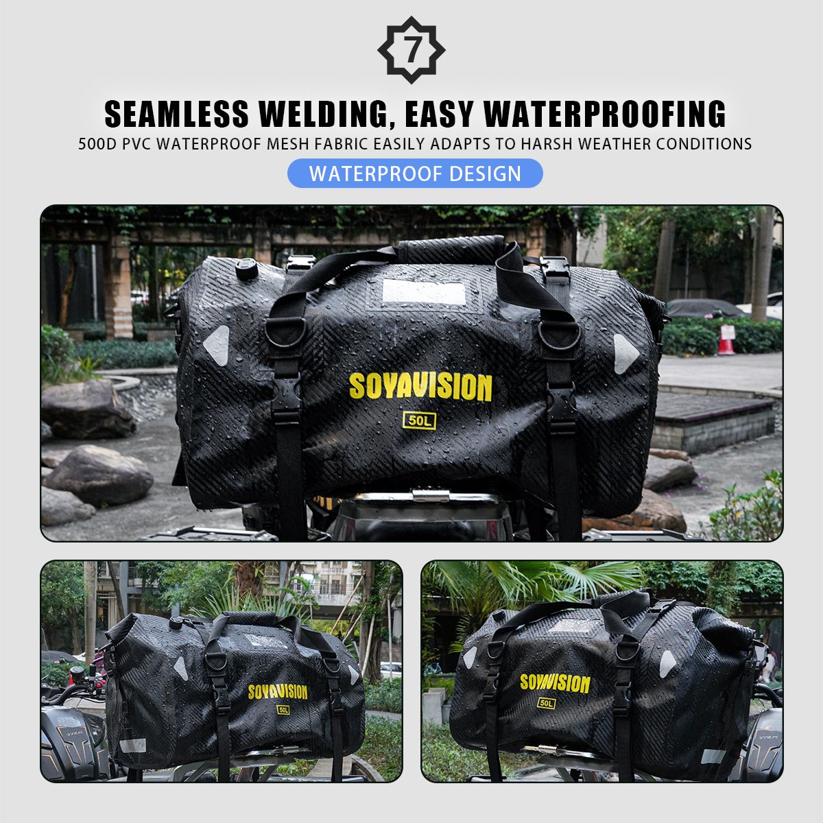 Motorcycle Waterproof Tail Bag Travel Outdoor Dry Luggage Roll Pack Bag 20 /40/66 Motorbike Luggage Backpack Motorcycle Seat Bag