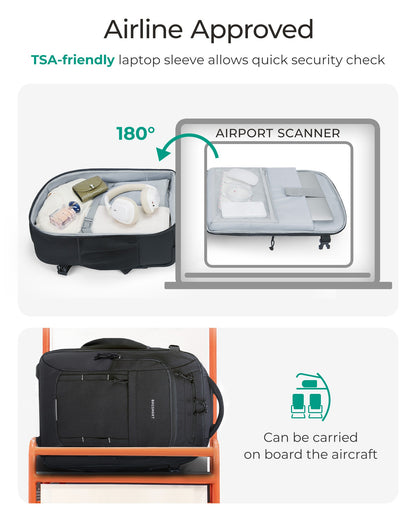 BAGSMART 17" Wheeled Laptop Backpack 40L Carry-On Water-Resistant Rolling Trolley Bag for Travel Work College Men Women