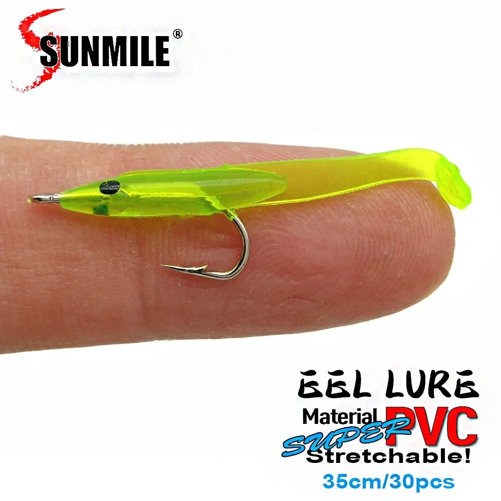 SUNMILE 30 unidades de isca de pesca macia de enguia 35 mm Equipamento de pesca Wobblers Iscas de peixe Carpa Leurre Souple Iscas macias