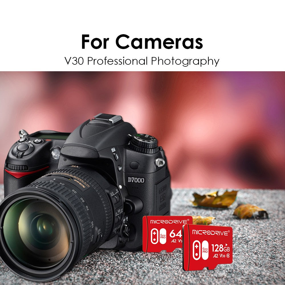 Cartão de Memória de Alta Velocidade A2 V30 U3 32GB 64GB 128GB 256GB Flash UHS-3 Cartão Micro Mini SD para Câmera 4K HD / TV / Jogo / Gopro UAV