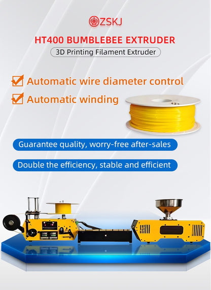 HT400 Desktop Extruder 3D Printing Filament Maker For 3D Filament Automatic Wire Diameter 1.75mm 3mm for PLA PETG PA ABS PC PP