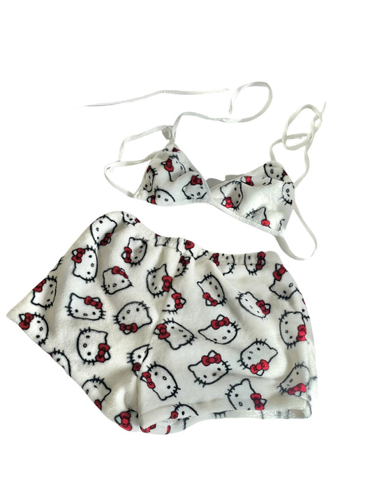 2Pcs/Set Sanrio Hello Kitty Y2K Cartoon Pajama Set Anime Womens‘s Home Wear Casual Summer Beachwear