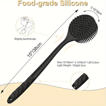 Long Handle Back Scrubber Brush - Exfoliating Body Brush for Shower, Bath & Spa | Soft Skin Massager for Men/Women