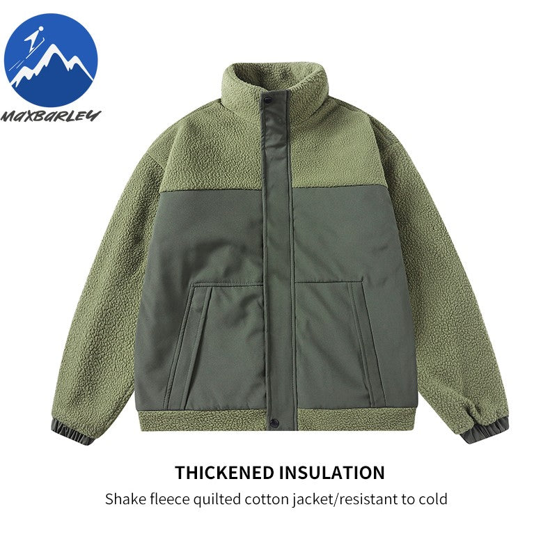 Maxbarley 2025 Winter Cotton Padded Jacket Men Brand Trendy Lambskin Cold-proof Windproof Jacket Casual Camping Ski Fleece Parka
